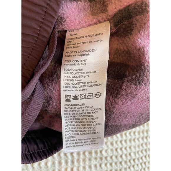 Eddie Bauer Outerwear Fleece Flannel Lined Camping Cargo Joggers Size 8 Purple - Picture 8 of 11